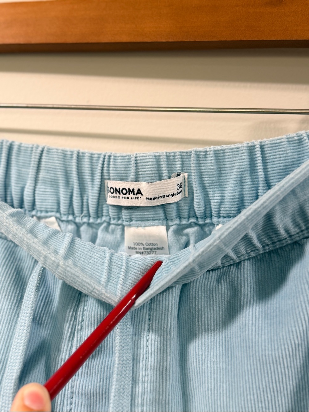 Sonoma Men's Light Blue Corduroy Drawstring Shorts Size 36 - Picture 2 of 9